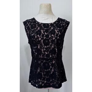 The Limited black floral lace sleeveless lined top sz M Whimsigoth Dark Floral